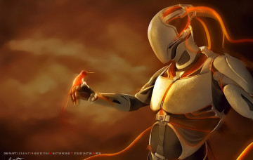 обоя календари, фэнтези, птица, робот, calendar, 2020