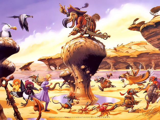 Обои картинки фото календари, фэнтези, девочка, птица, calendar, 2020