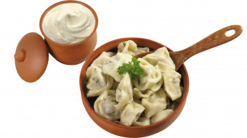 обоя еда, пельмени,  манты,  вареники, сметана, петрушка