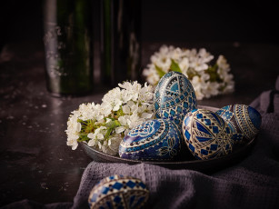 Картинка праздничные пасха яйца цветы