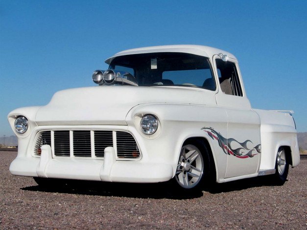 Обои картинки фото chevy, 1956, автомобили, custom, pick, up