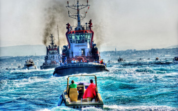 обоя корабли, разные, вместе