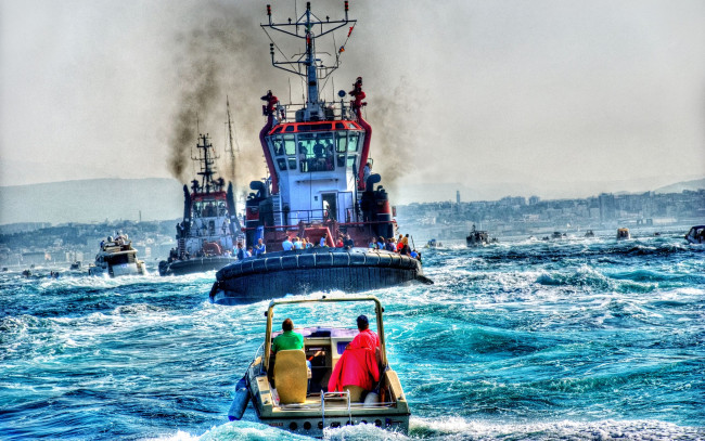 Обои картинки фото корабли, разные, вместе