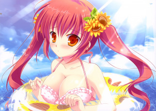 Картинка аниме *unknown другое море надувной круг бикини девушка