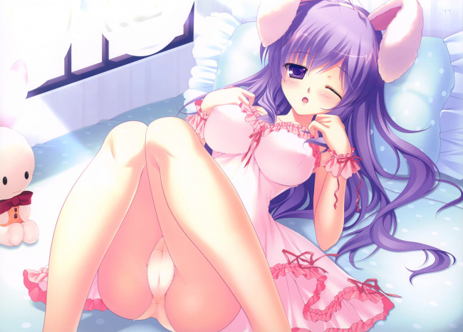 Обои картинки фото аниме, animals, девушка, ушки, игрушка