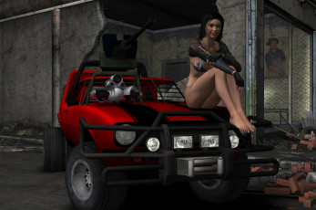 Картинка 3д графика people люди девушка автомобиль