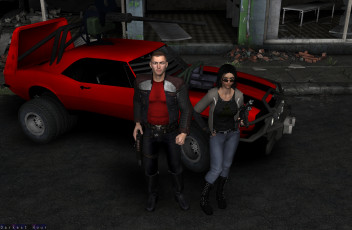 Картинка 3д графика people люди автомобиль мальчик девушка