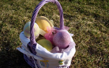Картинка праздничные пасха яйца корзинка