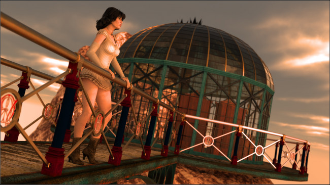 Обои картинки фото 3д, графика, people, люди, девушка, купол