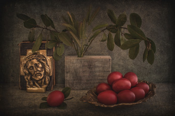 обоя праздничные, пасха, христос, яйца