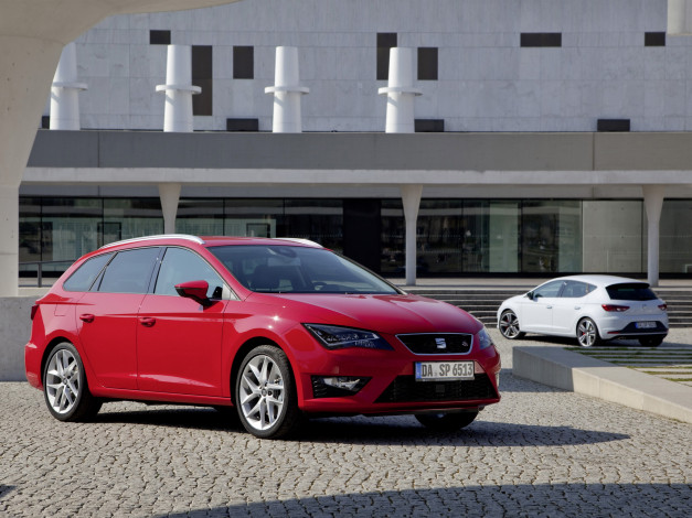 Обои картинки фото автомобили, seat, красный, 2012, leon