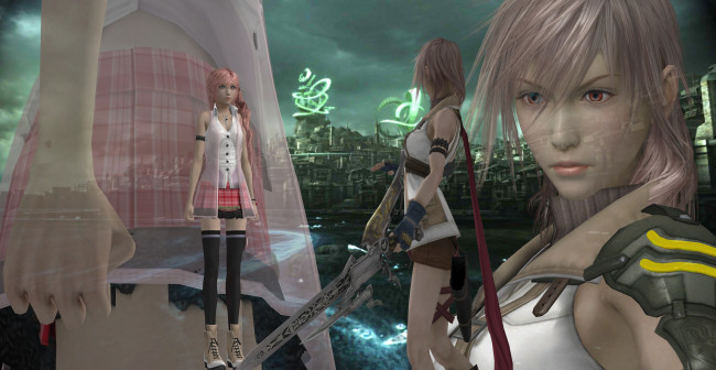 Обои картинки фото 3д графика, аниме , anime, взгляд, девушки, оружие, фон