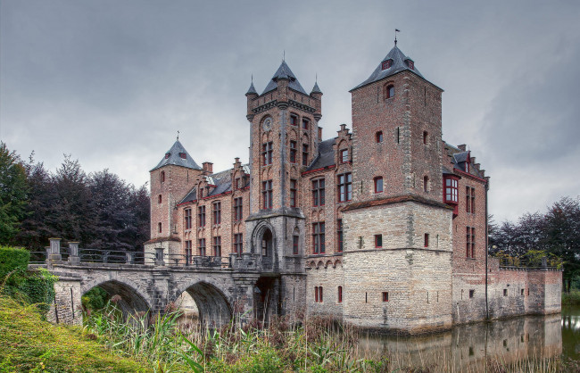 Обои картинки фото города, - дворцы,  замки,  крепости, парк, пруд, замок