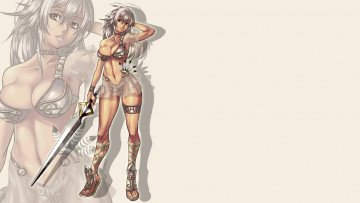 Картинка рисованное люди девушка фон взгляд меч