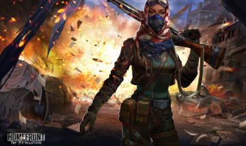 Картинка видео+игры homefront +the+revolution девушка ружье маска взгляд революция арт the revolution