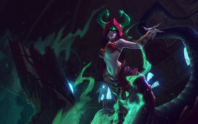 Обои картинки фото видео игры, league of legends, персонаж, cassiopeia