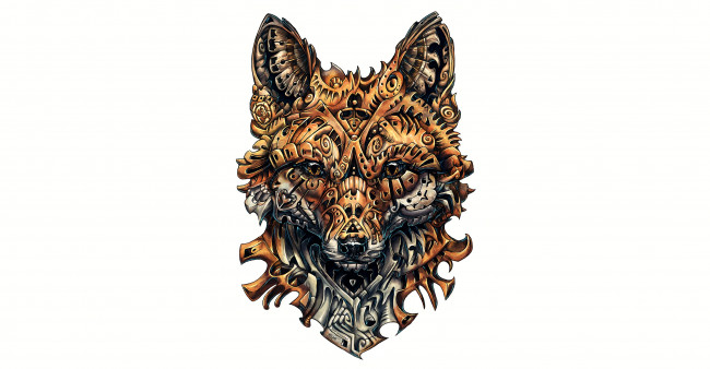 Обои картинки фото рисованное, минимализм, fox, drawing, complicated, design