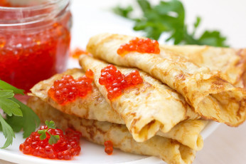Картинка еда блины +оладьи икра красная