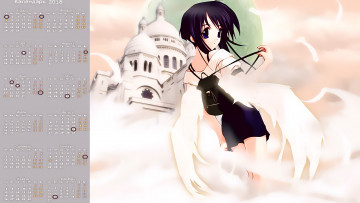 Картинка календари аниме здание взгляд девушка