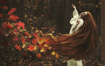 Картинка календари компьютерный+дизайн листья девушка