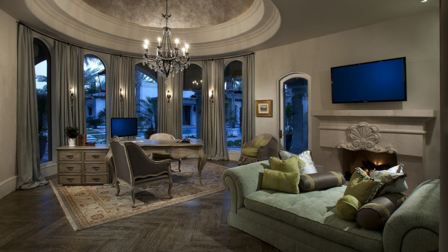 Обои картинки фото интерьер, гостиная, камин, телевизор