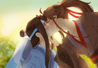 Картинка аниме mo+dao+zu+shi вэй усянь лань ванцзи поцелуй