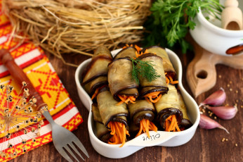 Картинка еда баклажаны чеснок петрушка рулетики закуска