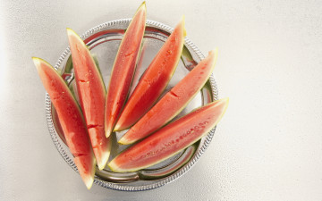 Картинка еда арбуз миска ломтики