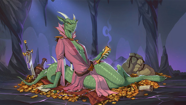 Обои картинки фото фэнтези, драконы, дракон, драгоценности