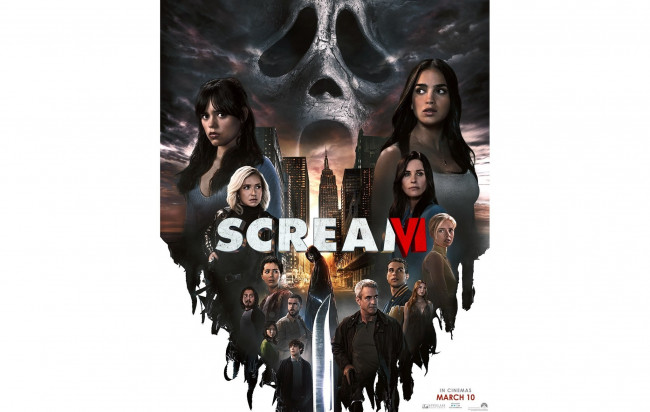 Обои картинки фото scream vi ,  2023 , кино фильмы, scream vi, крик, ужасы, триллер, детектив, шестая, часть, кортни, кокс, мелисса, баррера, дженна, ортега, scream