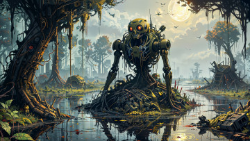 Картинка фэнтези роботы +киборги +механизмы нейросети графика нейроарт ai art нейронные сети рисунки нейро искусство нейрографика graphics neuroart neural networks drawings neuro neurography