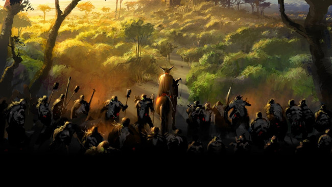 Обои картинки фото видео игры, the lord of the rings,  the battle for middle earth ii, всадник, отряд, лес