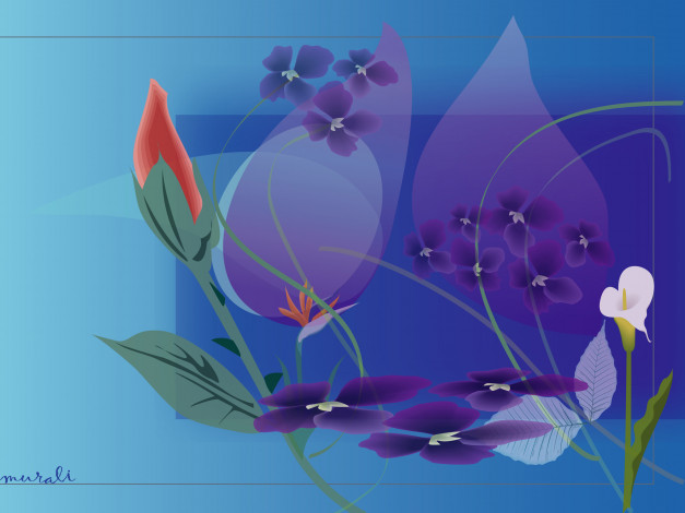 Обои картинки фото flower, 3д, графика, flowers, цветы