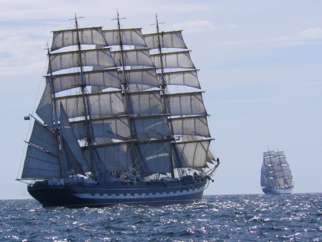 Обои картинки фото барк, крузенштерн, корабли, парусники, море
