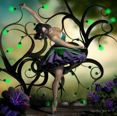 Картинка 3д графика fantasy фантазия растение цветы девушка