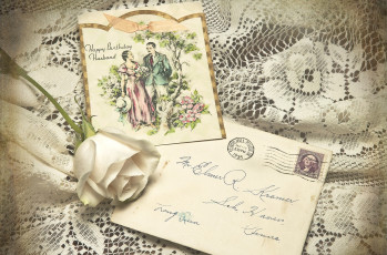 Картинка цветы розы письмо винтаж ретро скатерть открытка белый