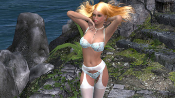 обоя 3д, графика, people, люди, блондинка, девушка