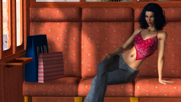 Картинка 3д графика people люди девушка цветы игрушки