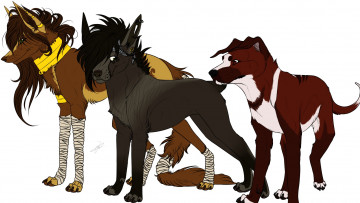 Картинка рисованные животные сказочные мифические собаки