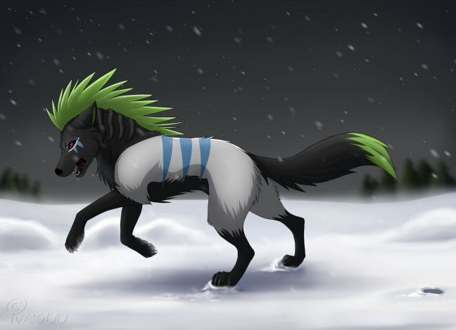 Обои картинки фото рисованные, животные, сказочные, мифические, волк