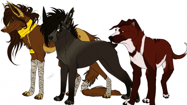 Обои картинки фото рисованные, животные, сказочные, мифические, собаки