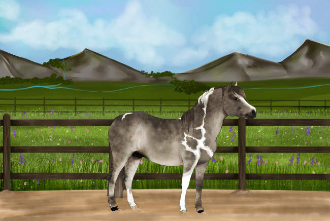 Обои картинки фото рисованные, животные, лошади, лошадь