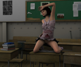 обоя 3д графика, people , люди, платье, девушка, стол