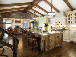 Картинка интерьер кухня стулья дизайн плита мебель стол