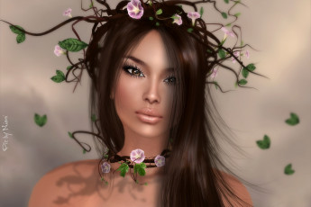 Картинка 3д+графика portraits+ портрет венок