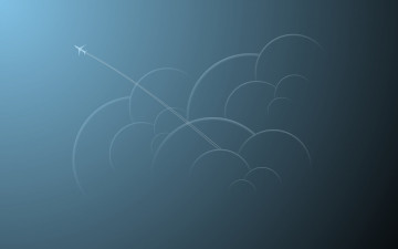 Картинка рисованные минимализм облака самолет