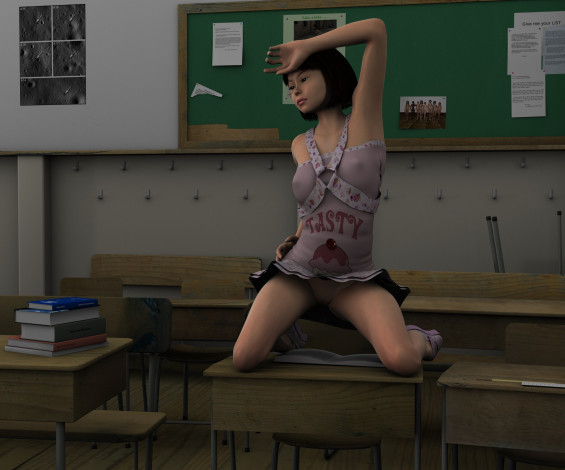 Обои картинки фото 3д графика, people , люди, платье, девушка, стол