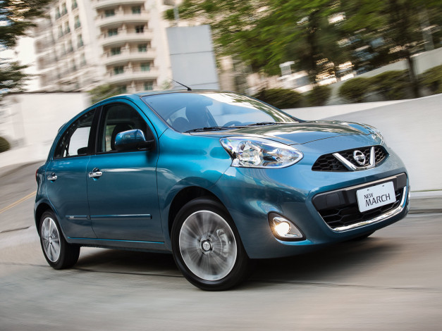 Обои картинки фото автомобили, nissan, datsun, br-spec, march, синий, 2014, k13