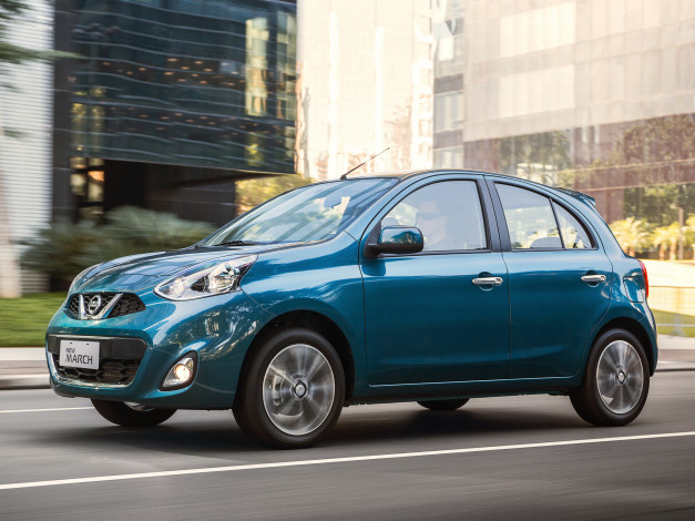 Обои картинки фото автомобили, nissan, datsun, br-spec, march, синий, 2014, k13