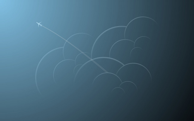 Обои картинки фото рисованные, минимализм, облака, самолет
